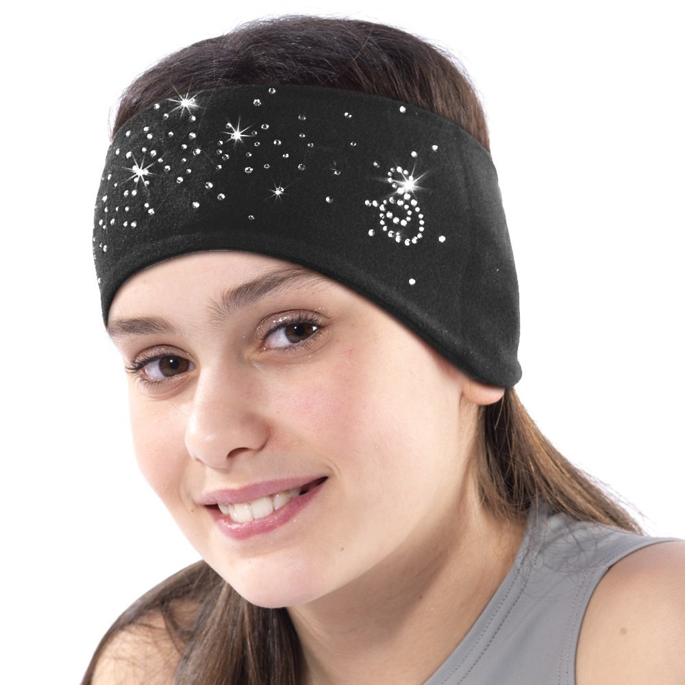 Sagester Microfibre Headband with Crystals, black