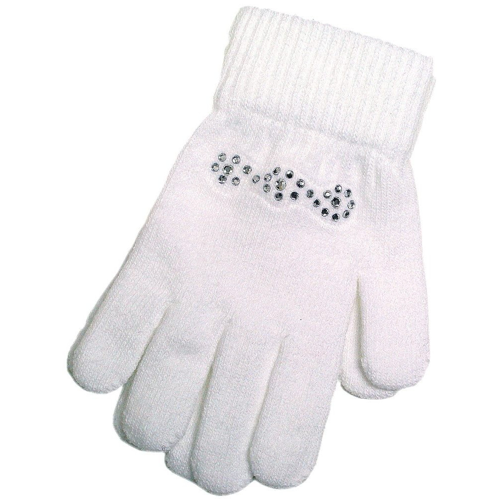Handschuhe mit Glitzersteinen, weiß