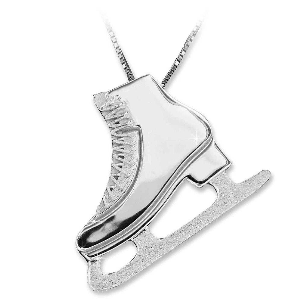 Mikelart Silver Necklace with Figure Skates Pendant, large