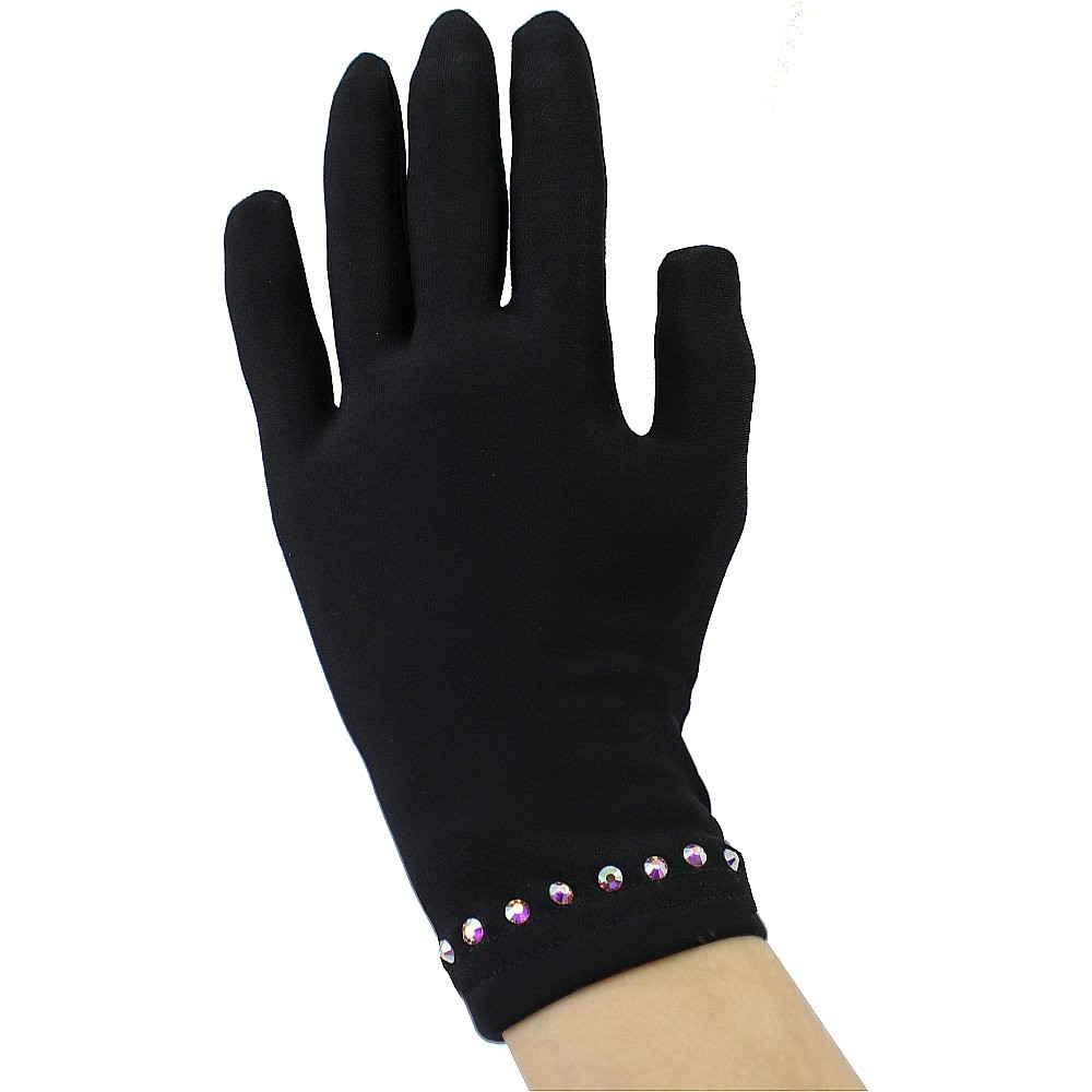 Sagester Eiskunstlauf Thermo Handschuhe mit Glitzersteinen, schwarz