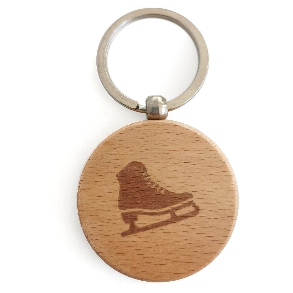 Eiskunstlauf-Schlüsselanhänger „Schlittschuh“ aus Buchenholz